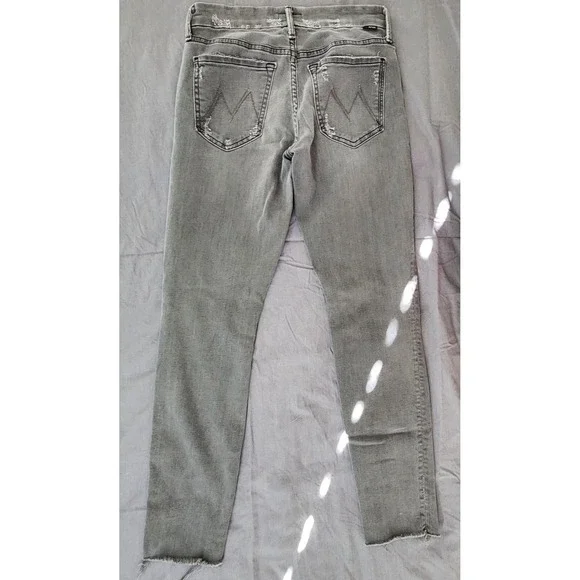 Mother Looker Ankle‎ Fray Jeans Womens 26 Last Chance Saloon Gray Distressed - Picture 2 of 11